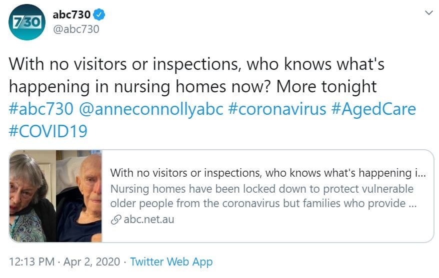 The ABC’s Anne Connolly delivers on promise of ‘bad news’ on COVID-19 in aged care with 7.30 Report story