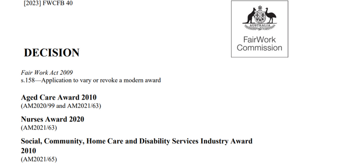 FWC sets 2023 date for aged care worker pay rise now, not staggered