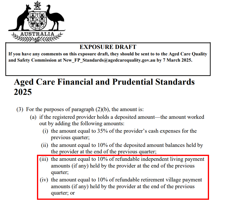 Always read the fine print: retirement village payments captured under new aged care liquidity ratios