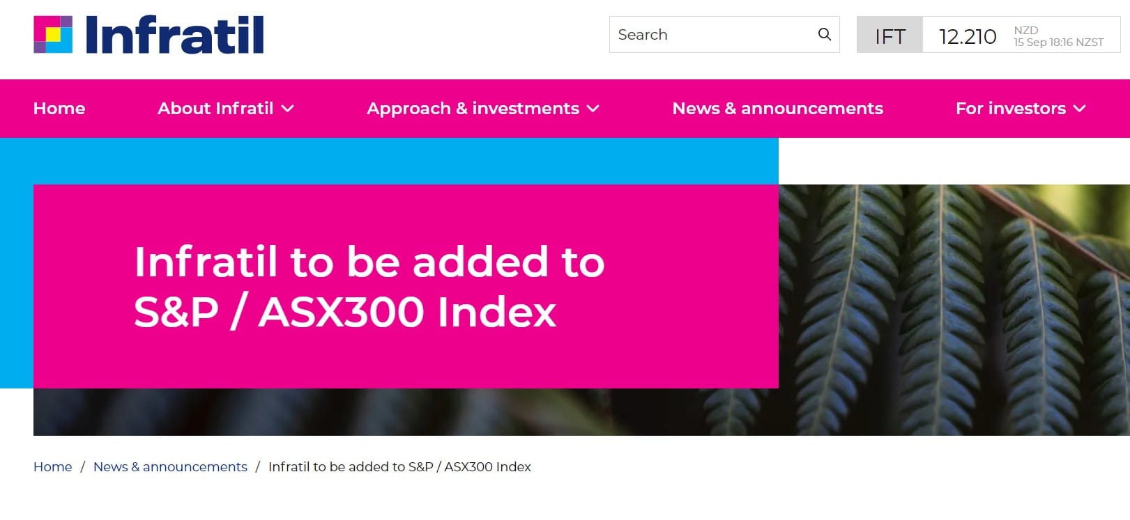 RetireAustralia's part-owner Infratil to be added to ASX300 Index
