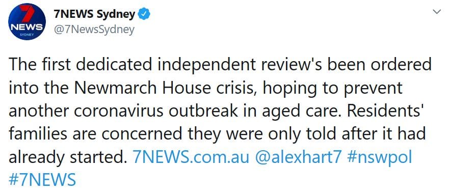 Federal Government launches independent investigation into Newmarch House outbreak – due to report within a month