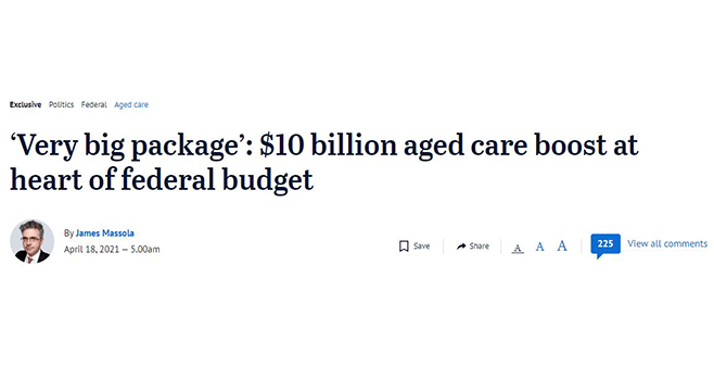 Media reports: Govt to promise $10 billion over four years for aged care in May Budget