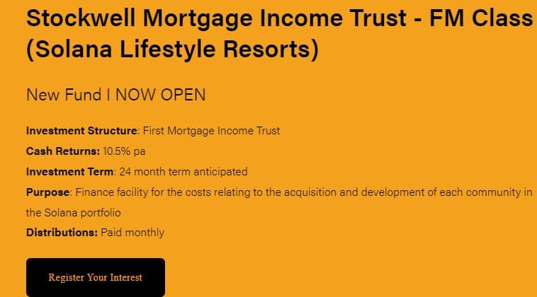 Stockwell tells investors Solana Lifestyle Resorts will provide 10.5% cash return per year