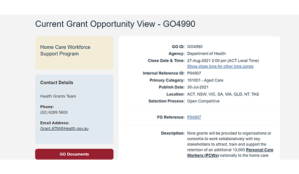 $91M in grants to create 13,000 home care jobs – applications for first round close 27 August