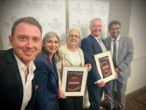 Daniel Gannon with (from left) Sandra Brewer, Glenys Watters, Retirement by Lendlease’s WA Head of Communities and Development, Anthony Rowbottam, and WA Parliamentary Secretary Jags Krishnan.