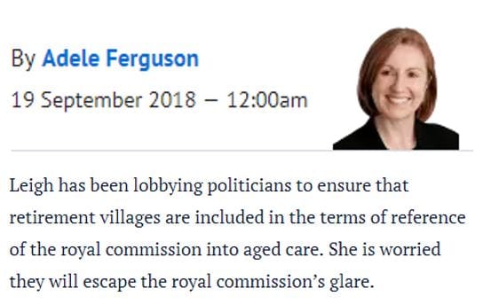 Retirement villages not included in the Royal Commission into aged care