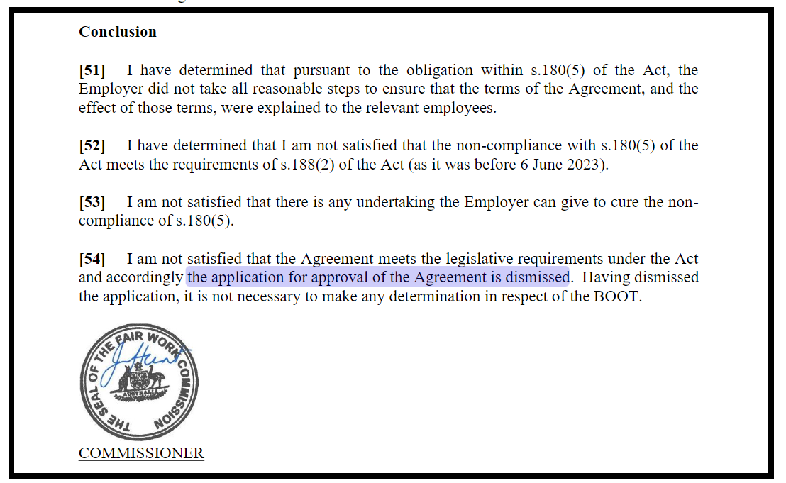 Fair Work Commission rejects Bolton Clarke's pay deal approved by 53% of staff in QLD