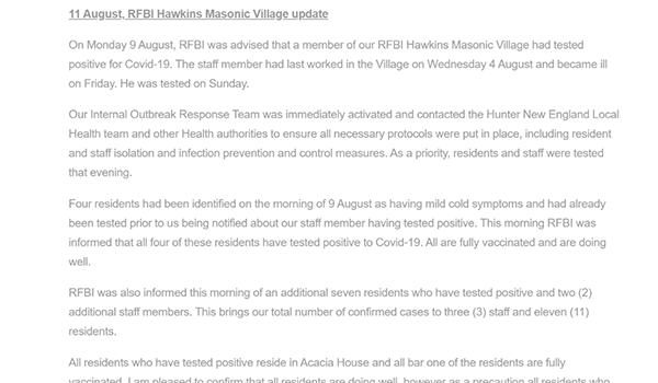 Second aged care resident from Hardi’s Wyoming Aged Care home dies as Delta variant of COVID-19 hits more NSW facilities