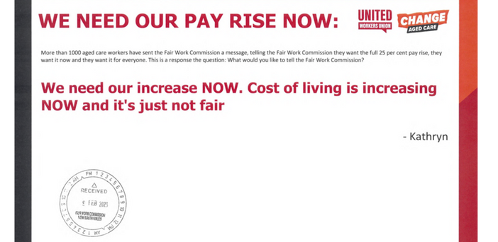 Government maintains stall on aged care pay rise