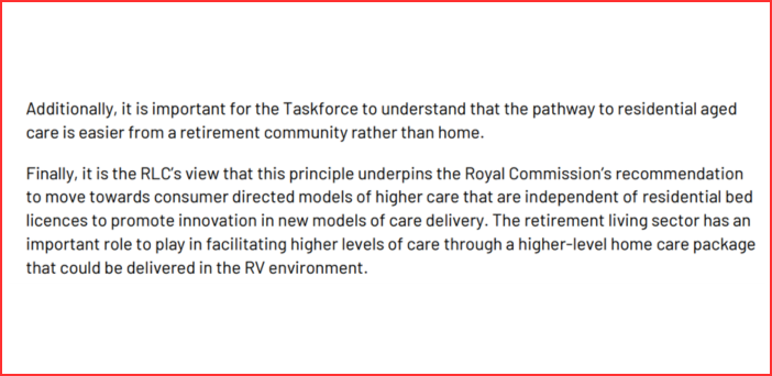 Retirement Living Council at “pivotal juncture” Aged Care Taskforce told