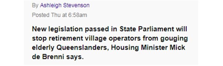QLD Gov passes new retirement village and land lease community laws/regulations