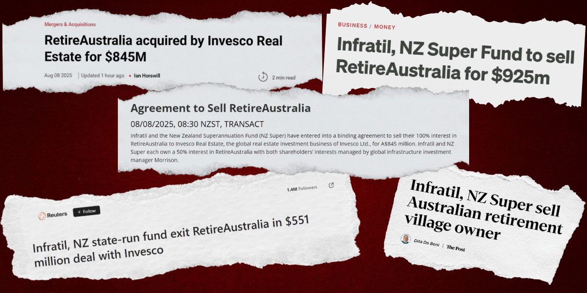 Infratil confirms “loss” on sale of RetireAustralia to new owner