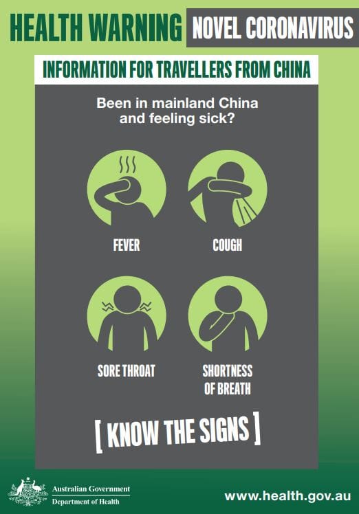 Dept of Health issues guidelines warning aged care staff and families to take precautions against coronavirus