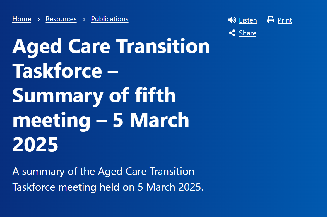 When will Aged Care Act rules be available? Aged Care Transition Taskforce asks Dept of Health