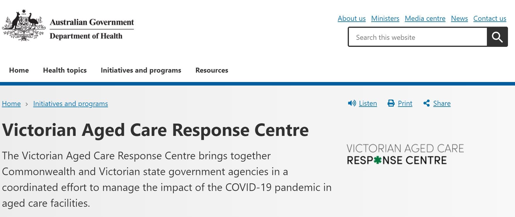 Victorian Aged Care Response Centre (VACRC)’s Early Warning System (EWS) to end today