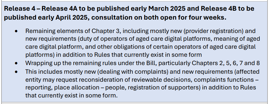 Aged Care Act's final rules now won’t be released until April, posing "a real challenge" for providers