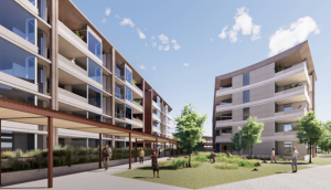 An artist’s impression of the apartment buildings. Photo: Rothelowman