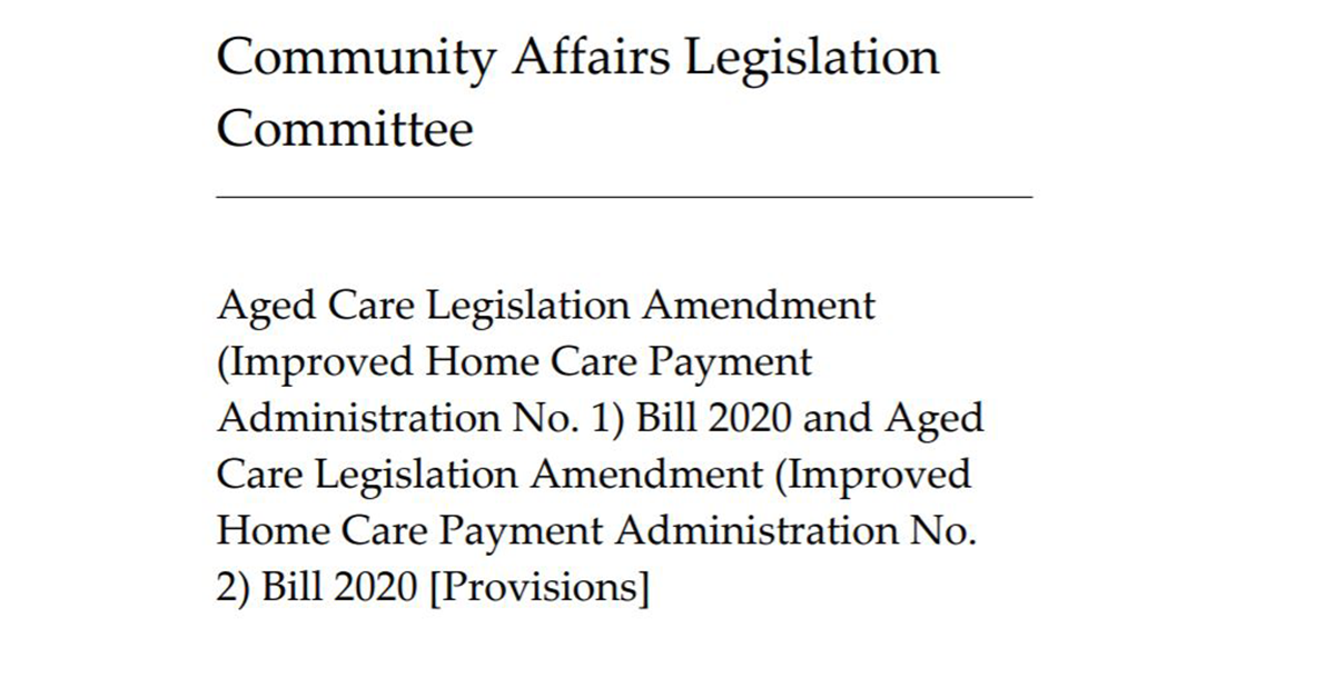 Senate inquiry report on new home care payment in arrears recommends bill be passed