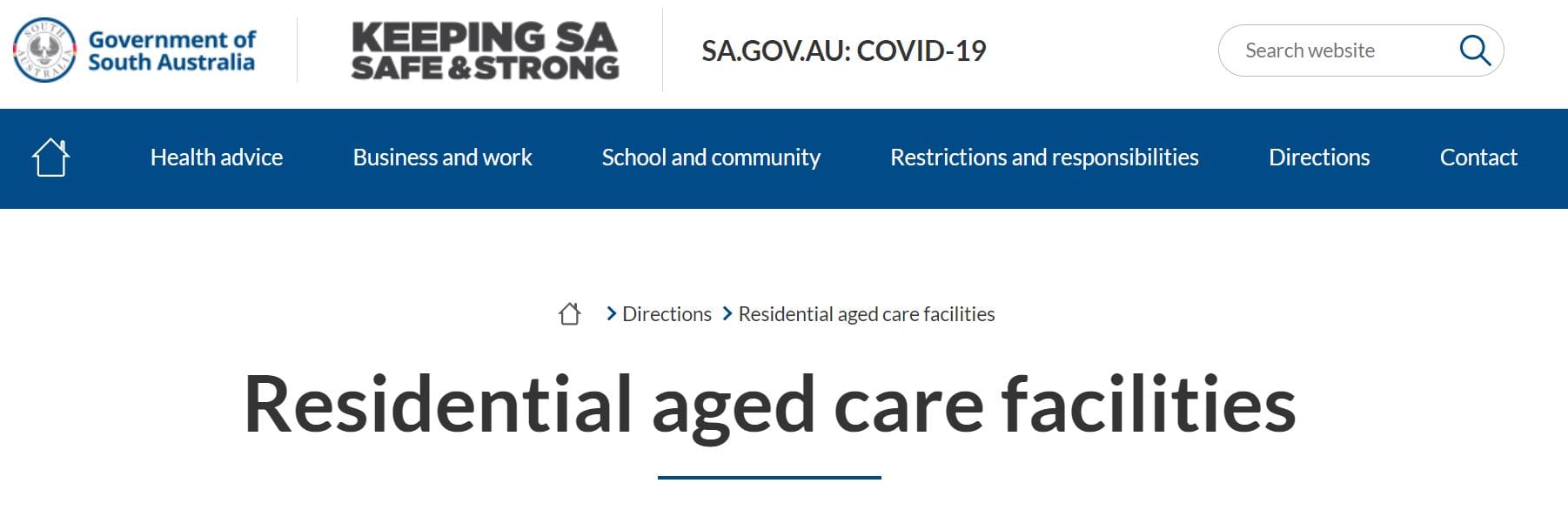 South Australia updates its emergency COVID-19 directions for aged care providers again