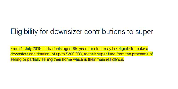 Government to cut over-65 age limit to 60 on $300K super contribution from sale of the family home