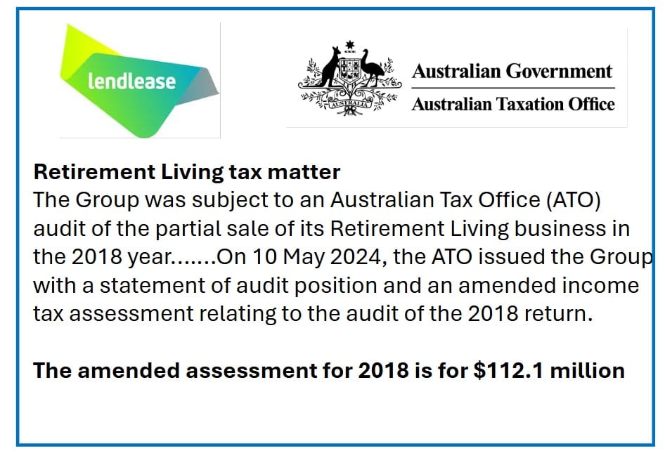 Lendlease hands over $44M to ATO over sale of retirement village business but still disputes wrongdoing and $112M claim