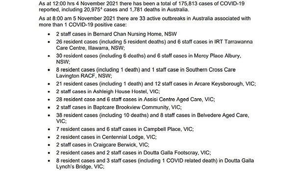 COVID-19 cases continue to fall in aged care homes as deaths at Mercy in Albury climb to nine