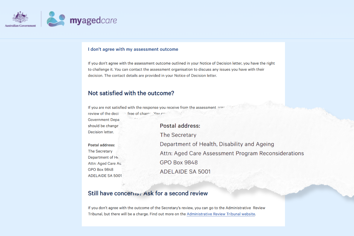 Snail mail only option for consumers querying aged care assessments