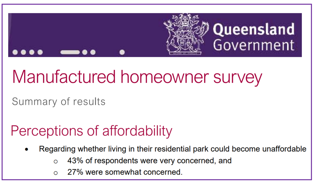 QLD Govt surveys residents on site rent increases and unsold homes at Land Lease/Manufactured Housing post image