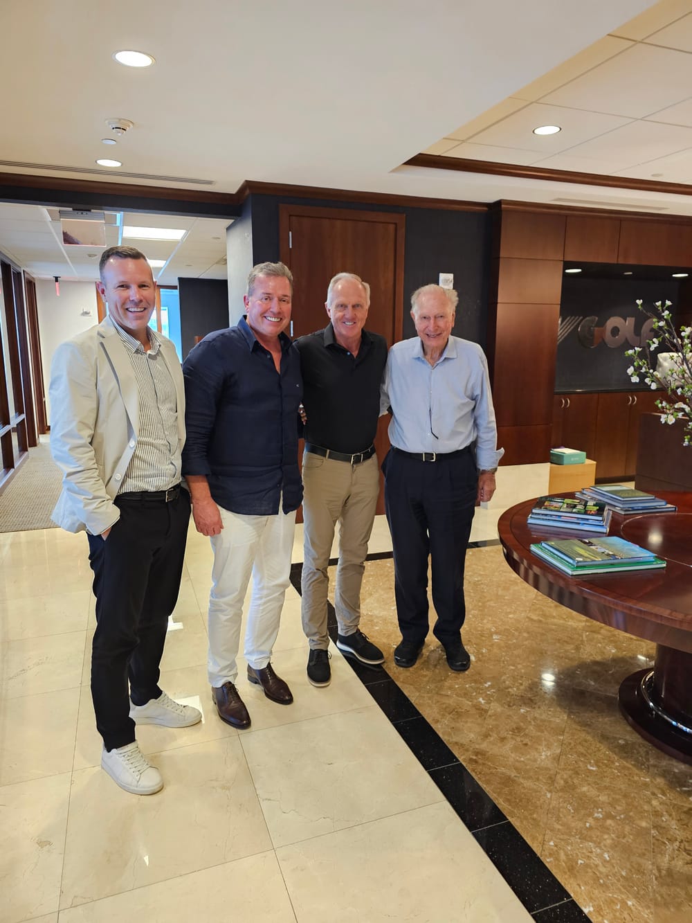 Walter and Scott Elliott meet Greg Norman in Florida to further his designs of their Palm Lake land lease golf courses post image