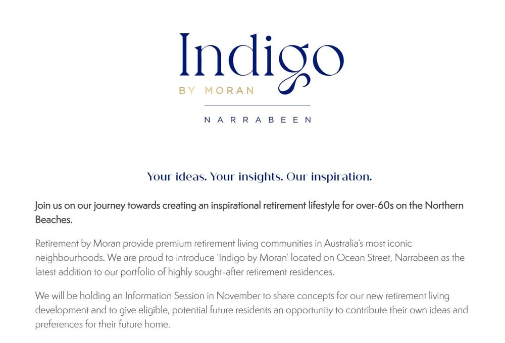 First Information Night for Retirement by Moran’s proposed $220M over 60s retirement village in Narrabeen, Sydney post image