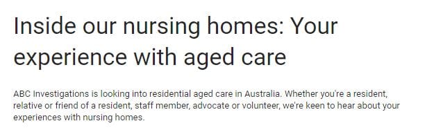 ABC launches investigation into ‘nursing homes’ – 7.30 Report puts the spotlight on failings at QLD aged care facility post image