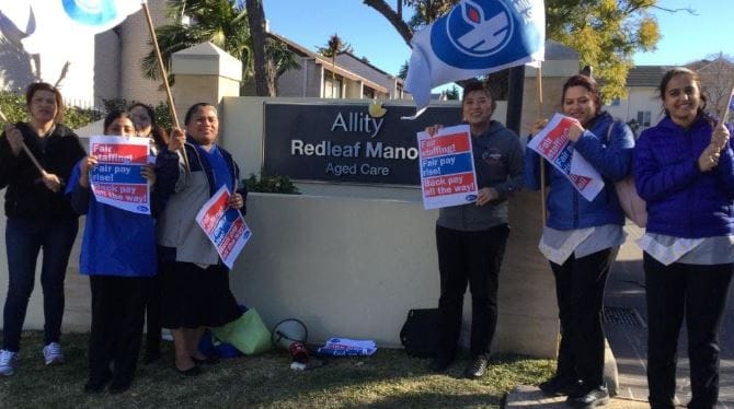 More staffing and a 3% pay rise: Sydney aged care nurses protest outside Allity facility post image