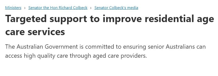 Government announces $50 million aged care Business Improvement Fund – for providers to fix their management and IT systems, transfer ownership or shut down post image