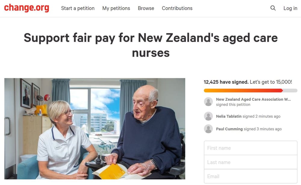 NZ aged care nurses launch campaign for equal pay with public hospitals – price tag $70 million post image