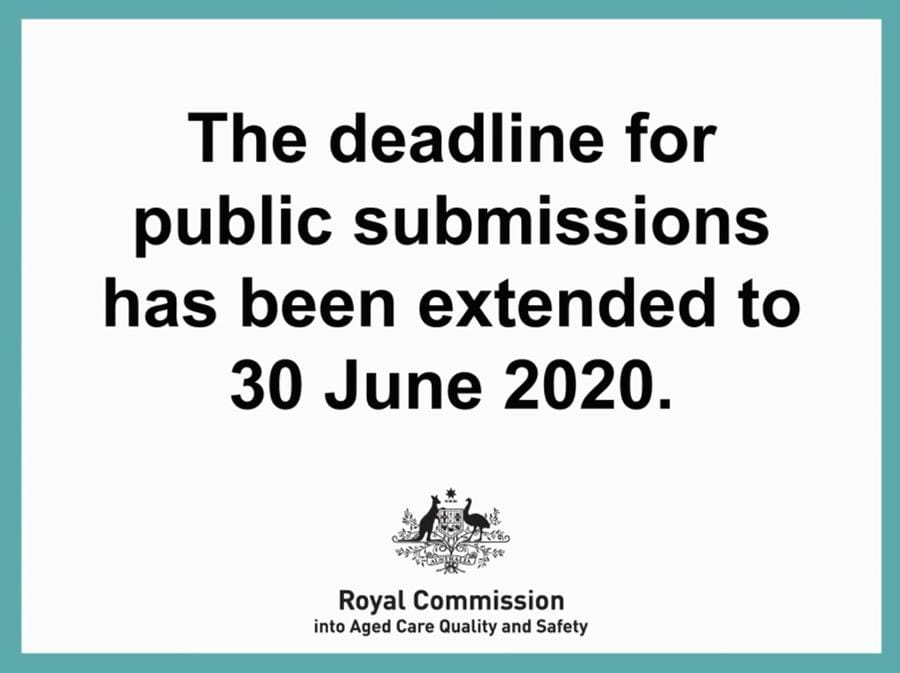 Royal Commission extends deadline for aged care submissions to 30 June 2020 post image