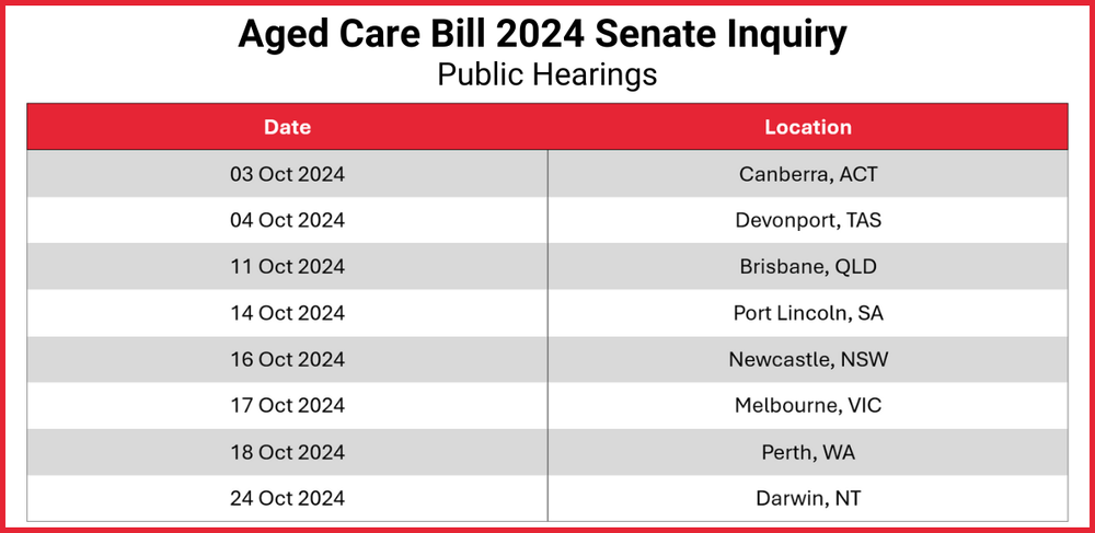 Hourly updates on Senate Inquiry into the Aged Care Bill 2024 in Canberra today post image