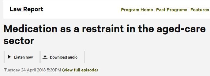 16% of US aged care residents given anti-psychotics without diagnosis: ABC Radio National post image