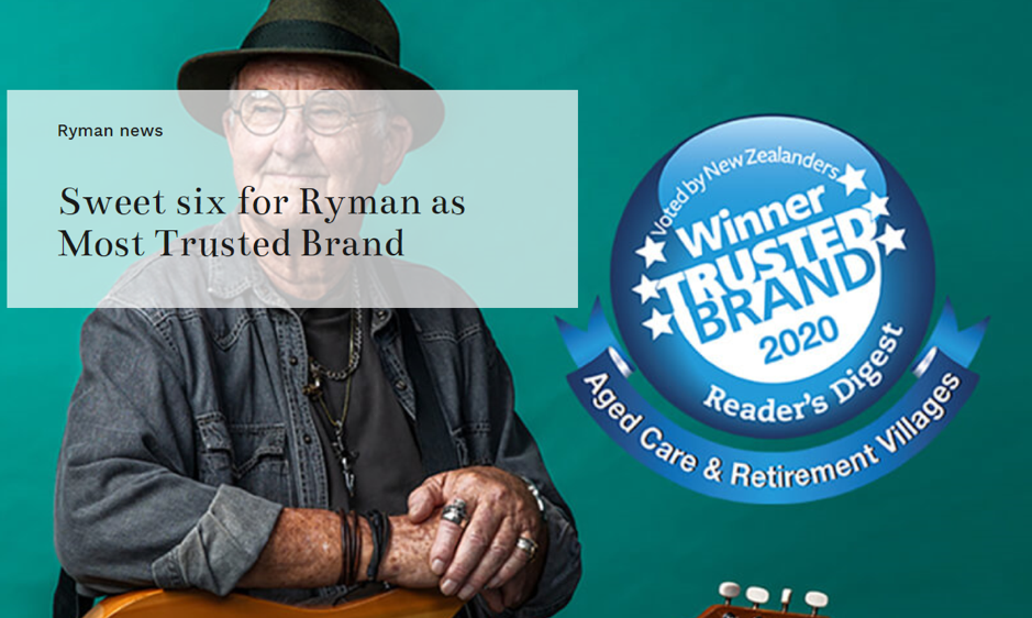 Congratulations to our colleagues at Ryman Healthcare: the most trusted brand in the NZ retirement industry for 2020 (again) post image