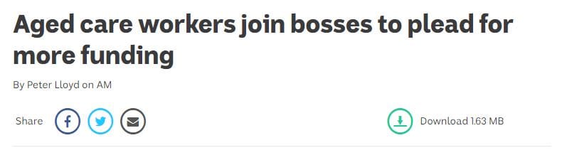 ABC Radio: aged care workers and providers plead for more funding post image