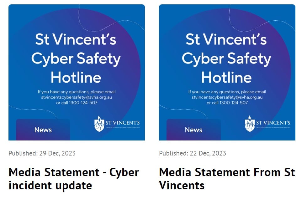St Vincent's Health Australia still determining what data taken by hacker post image