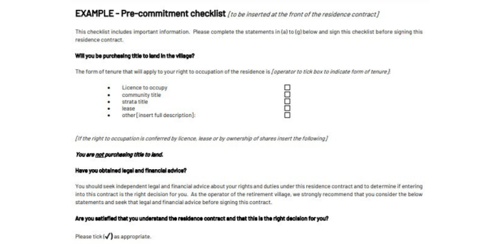Retirement Living Council proposes new pre-commitment checklist to counter amendment of SA Retirement Villages Act post image