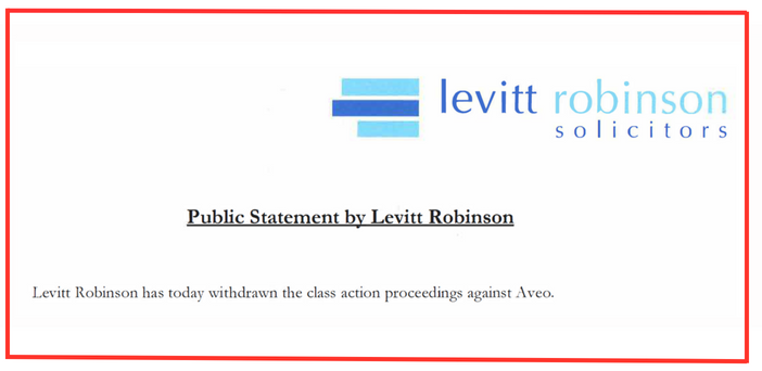 Breaking news: Aveo case in the Federal Court ends after law firm Levitt Robinson withdraws class action after six years post image