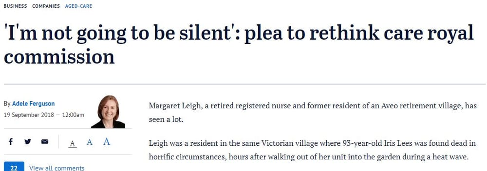 Advocacy – where are the marketers as Adele Ferguson attacks retirement villages again? post image