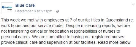 Blue Care addresses media scrutiny on proposed changes at QLD aged care facilities post image
