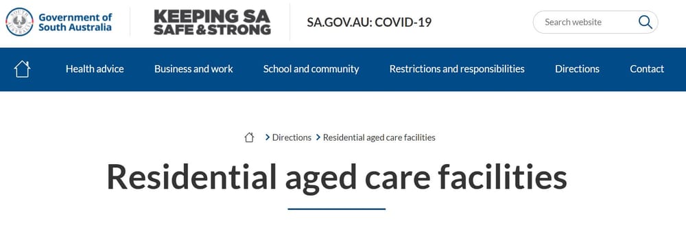 South Australia updates its emergency COVID-19 directions for aged care providers again post image