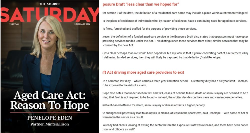 Only in SATURDAY: reason for hope for village operators in Aged Care Act draft post image