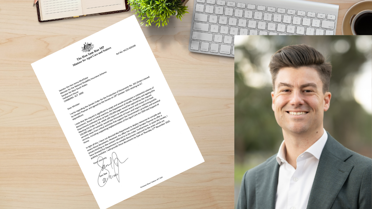 Aged Care Minister Sam Rae offers “private briefing” after refusing to release documents post image